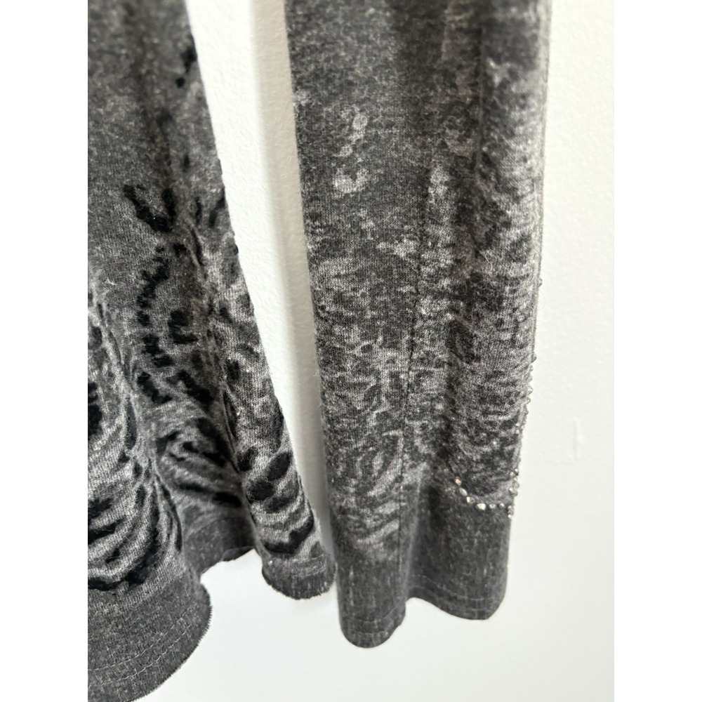 Miss Me Y2K Velvet Burnout Top Size Large Black Long Sleeve Rhinestones Distress - Picture 7 of 8